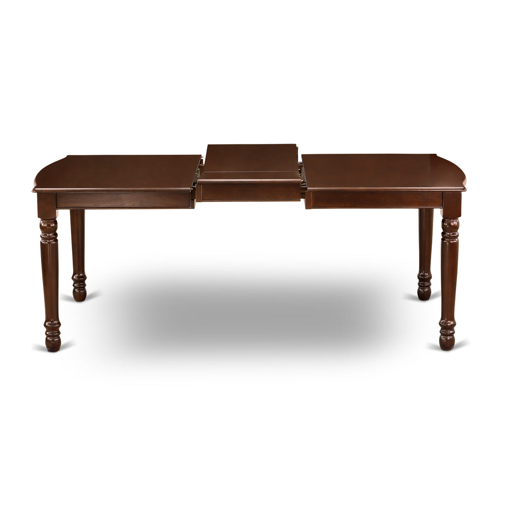 DOVE7-IDJ-RH Dining Set 7-Piece Rectangular Butterfly Table & 6 Linen Parsons Seats, 42x78 Mahogany