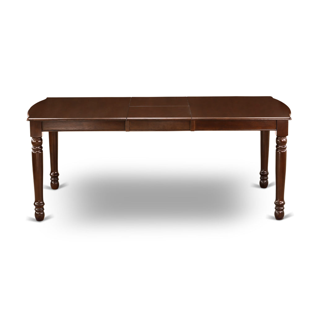 DOVE7-IDJ-RH Dining Set 7-Piece Rectangular Butterfly Table & 6 Linen Parsons Seats, 42x78 Mahogany