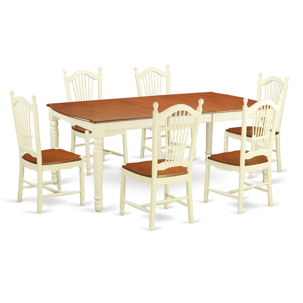 DOVE7-T7J-X 7-Piece Dining Ensemble with Rectangular Table and 6 Chairs, Buttermilk Cherry Fusion