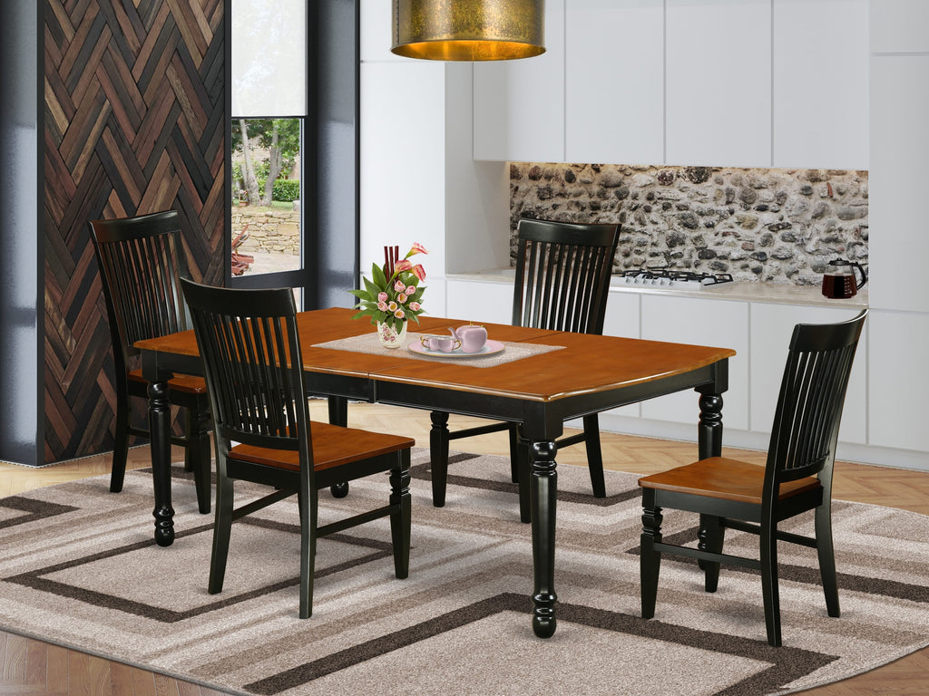 DOWE5-VA1-7 Elegant 5-Piece Dining Ensemble with Sleek Table and Four Chic Chairs in Dual Tones