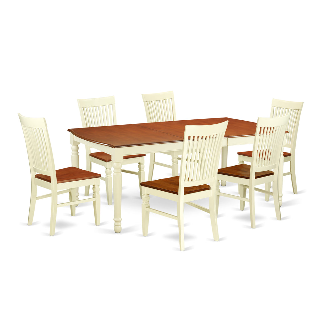 DOWE7-4ZQ-6 Deluxe 7-Piece Buttermilk & Cherry Dining Suite with Table & Chairs Ensemble for Contemporary Dining Spaces