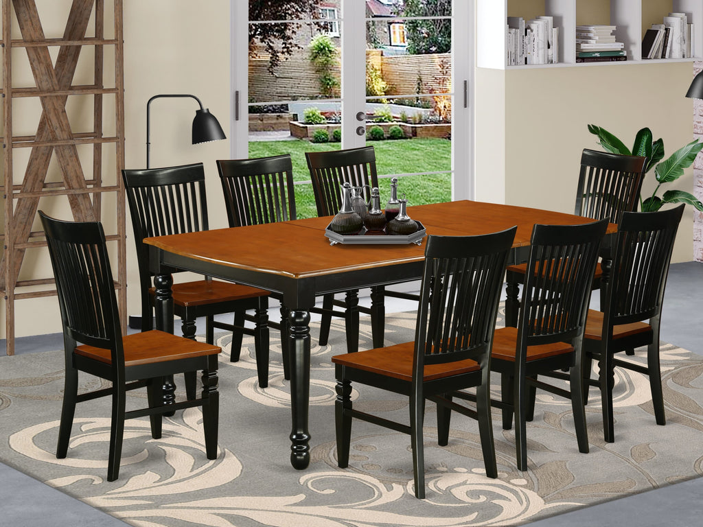 DOWE9-MR0-U 9-Piece Dining Ensemble with 42x78 Rectangular Table & 8 Chairs in Bicolor Finish