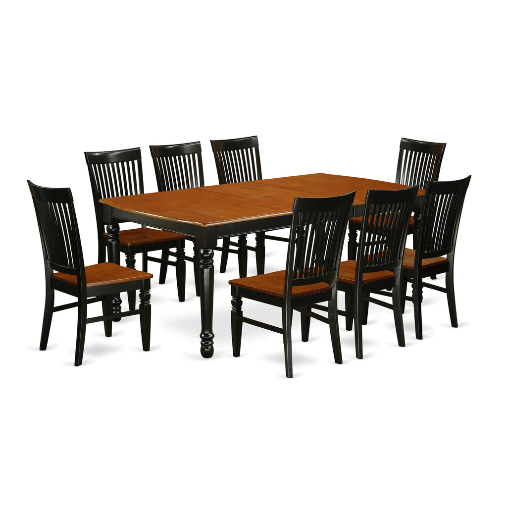 DOWE9-MR0-U 9-Piece Dining Ensemble with 42x78 Rectangular Table & 8 Chairs in Bicolor Finish
