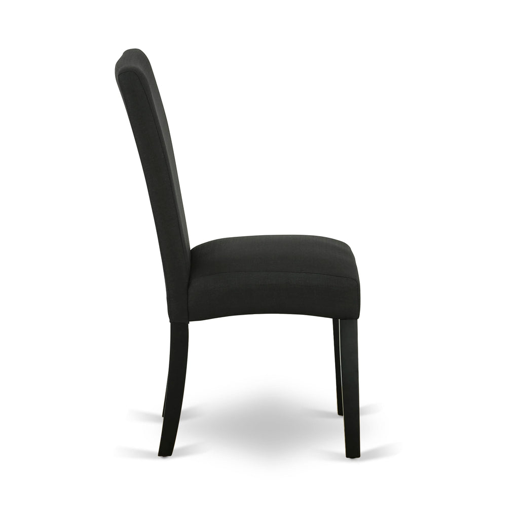 X677DOFH1-V 9-Piece Dining Ensemble Modern Rectangle Table with X-Legs and 8 Elegant Black Linen Chairs
