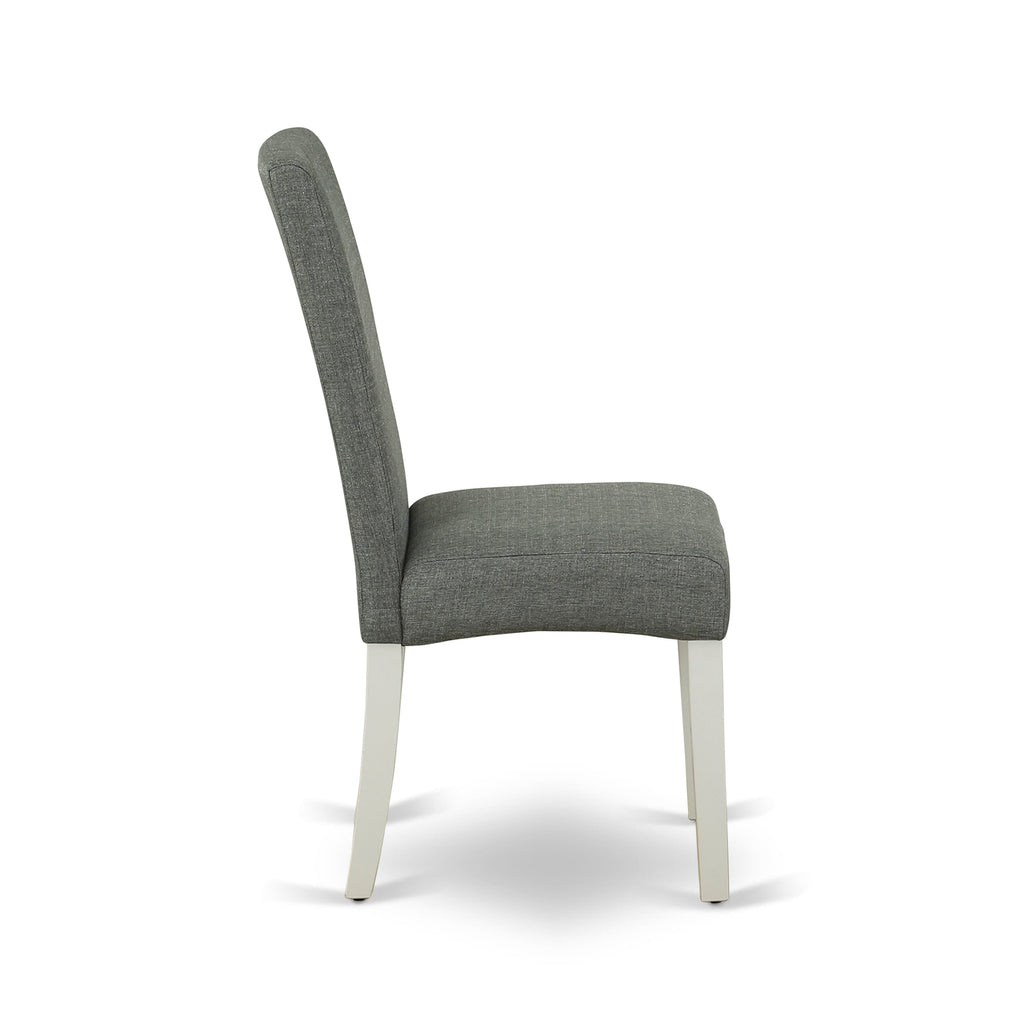 Explore WEDR5-3KH-J5 Dining Set Chic Rectangle Table & 4 Cushioned Linen Gray Seats, Expandable 42x60 White Design