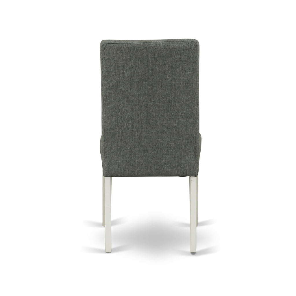 Explore WEDR5-3KH-J5 Dining Set Chic Rectangle Table & 4 Cushioned Linen Gray Seats, Expandable 42x60 White Design