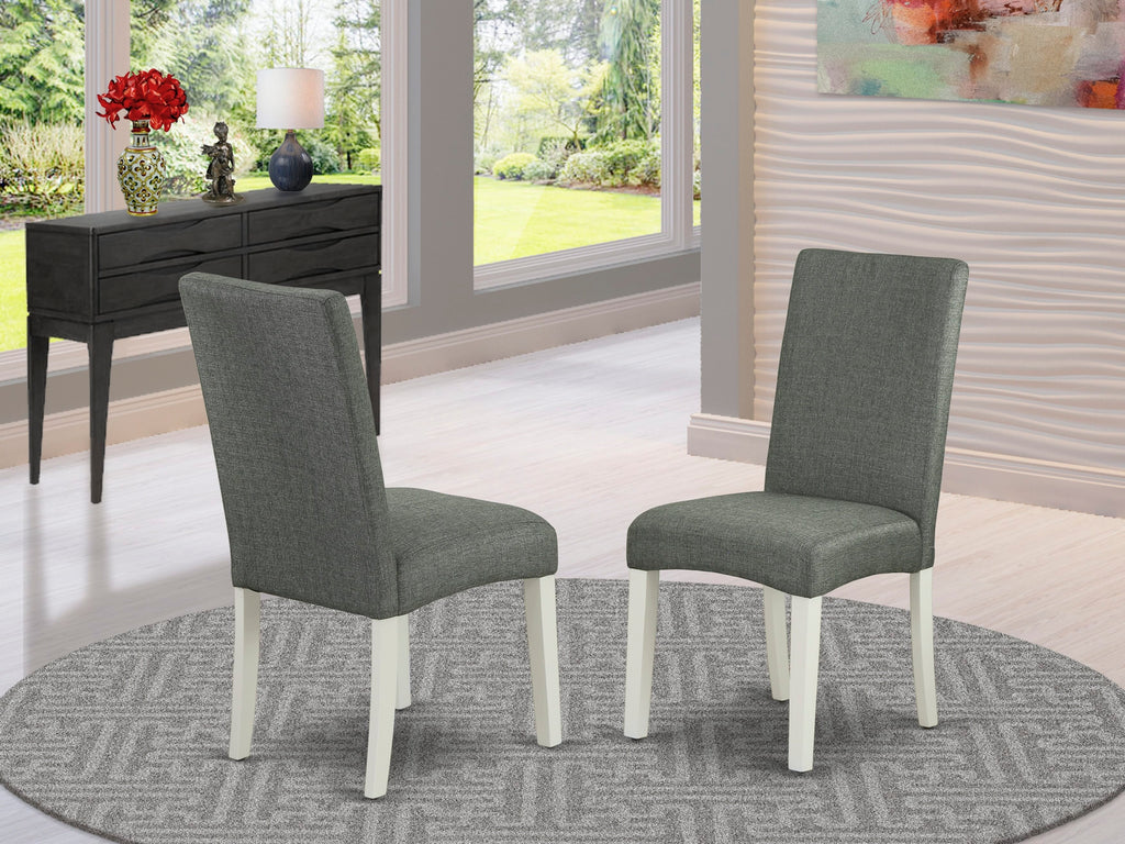 Discover DRP2TGN Parson Dining Set Elegant Gray Linen Fabric Upholstered Chairs for Dining, Pair, Linen White Finish
