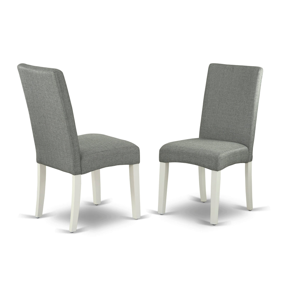 Explore WEDR5-3KH-J5 Dining Set Chic Rectangle Table & 4 Cushioned Linen Gray Seats, Expandable 42x60 White Design