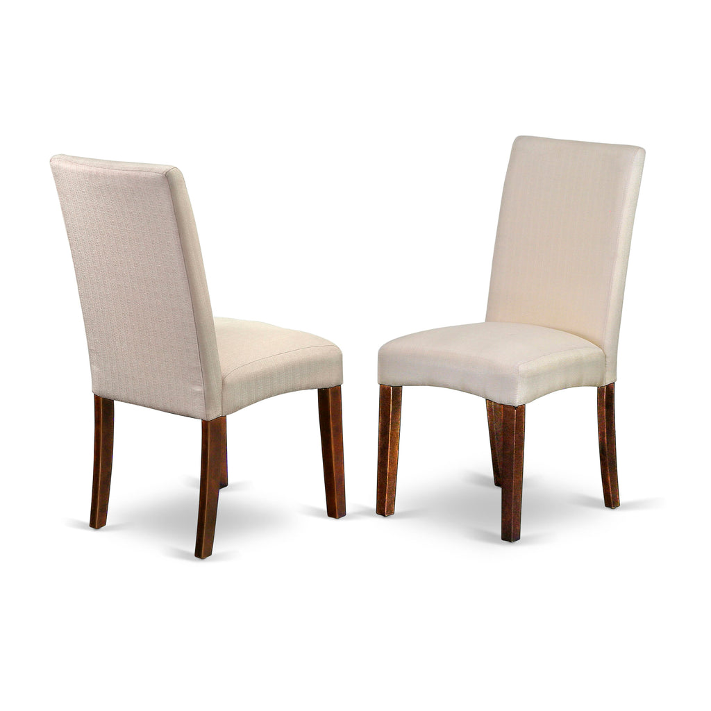 CADR5-K73-TM 5-PC Contemporary Dining Ensemble Rectangular Table & 4 Cream Linen Chairs, 36x60 Mahogany