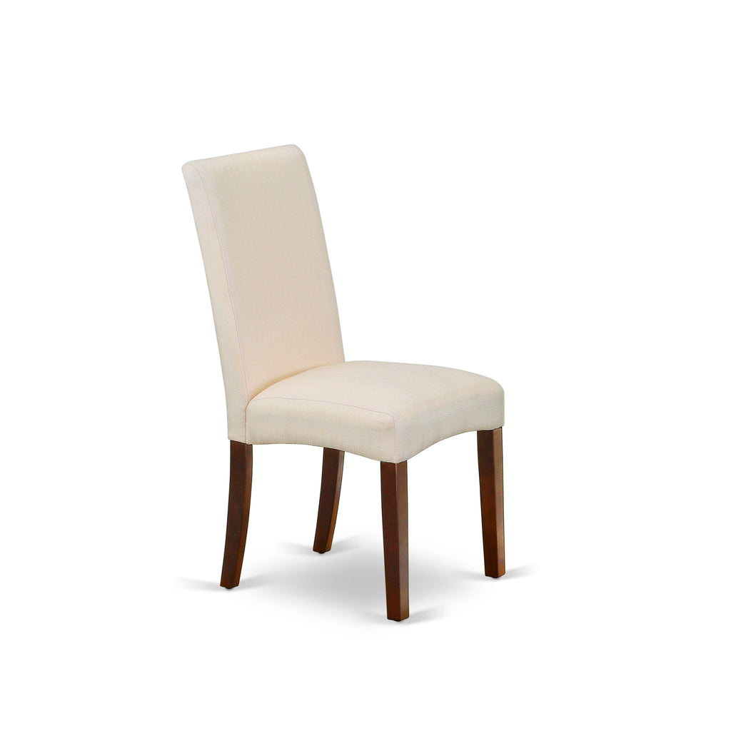 CADR5-K73-TM 5-PC Contemporary Dining Ensemble Rectangular Table & 4 Cream Linen Chairs, 36x60 Mahogany