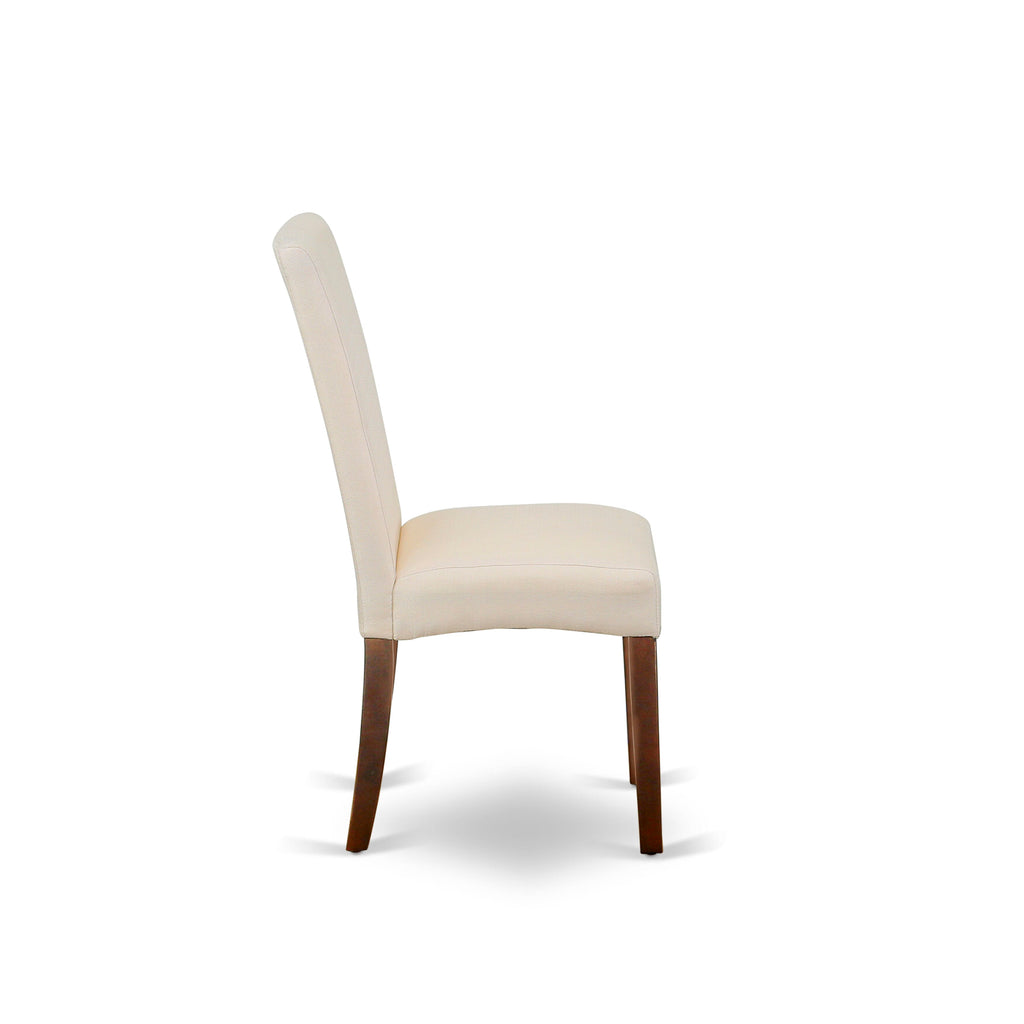 CADR5-K73-TM 5-PC Contemporary Dining Ensemble Rectangular Table & 4 Cream Linen Chairs, 36x60 Mahogany