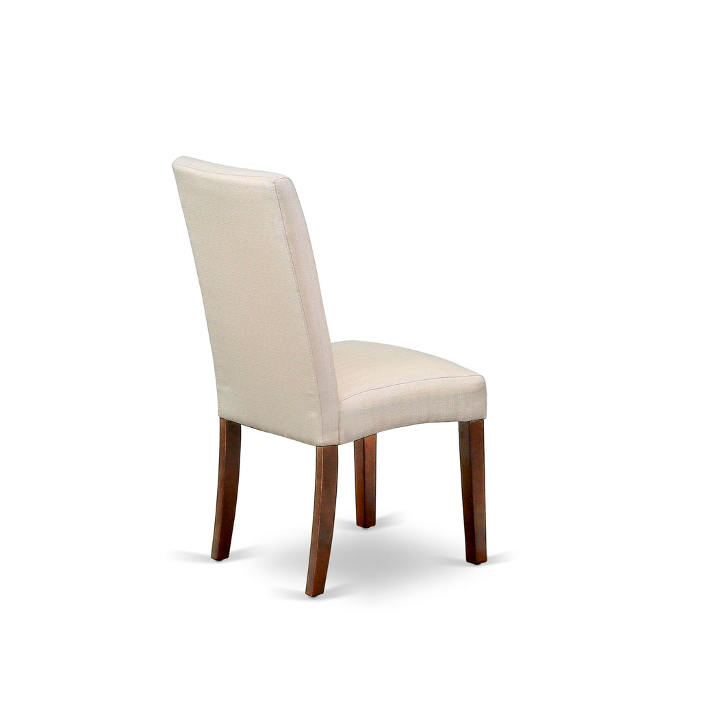 CADR5-K73-TM 5-PC Contemporary Dining Ensemble Rectangular Table & 4 Cream Linen Chairs, 36x60 Mahogany