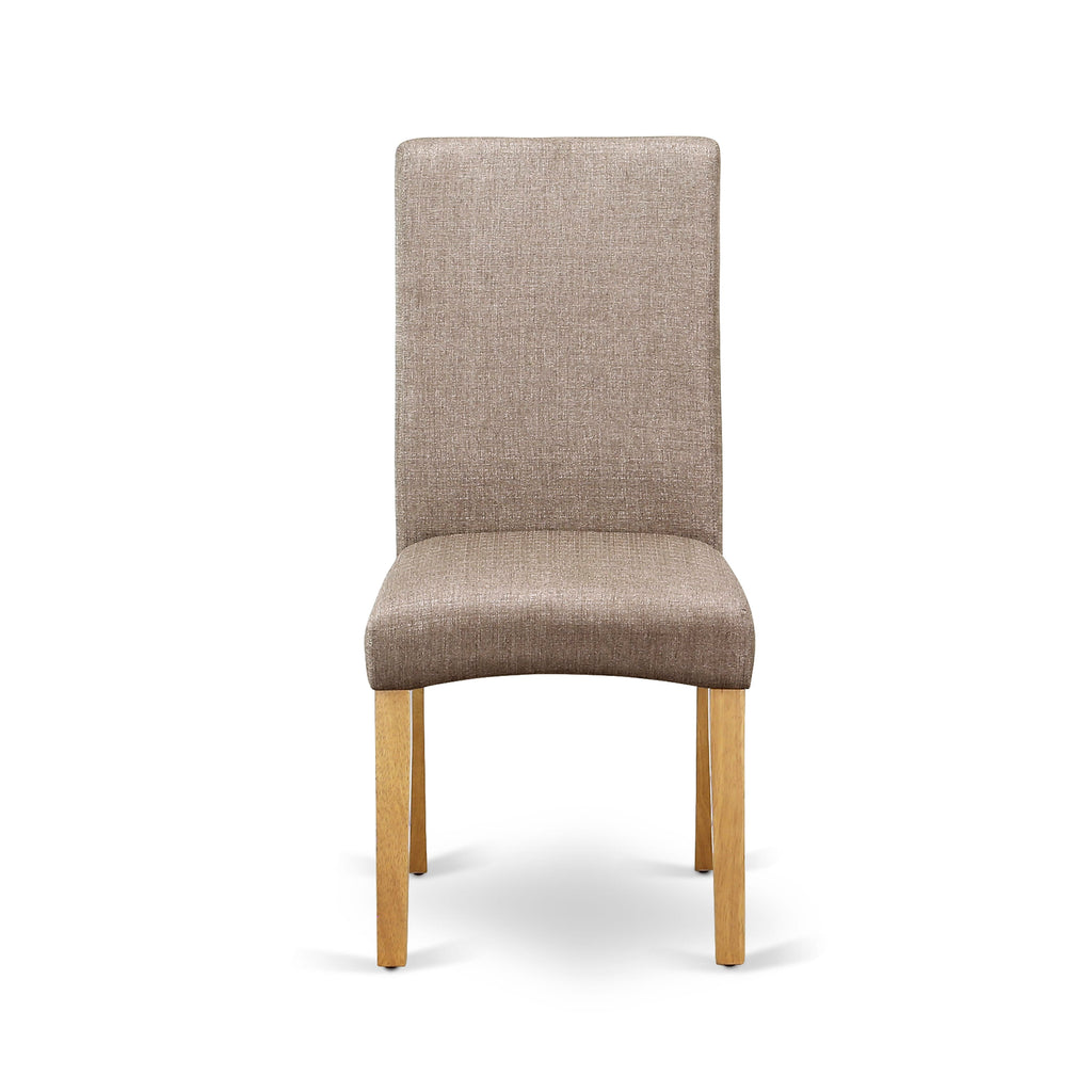 DRP4TUN Elegant Oak Dining Chairs with Dark Khaki Linen Upholstery, Set for Your Table Decor