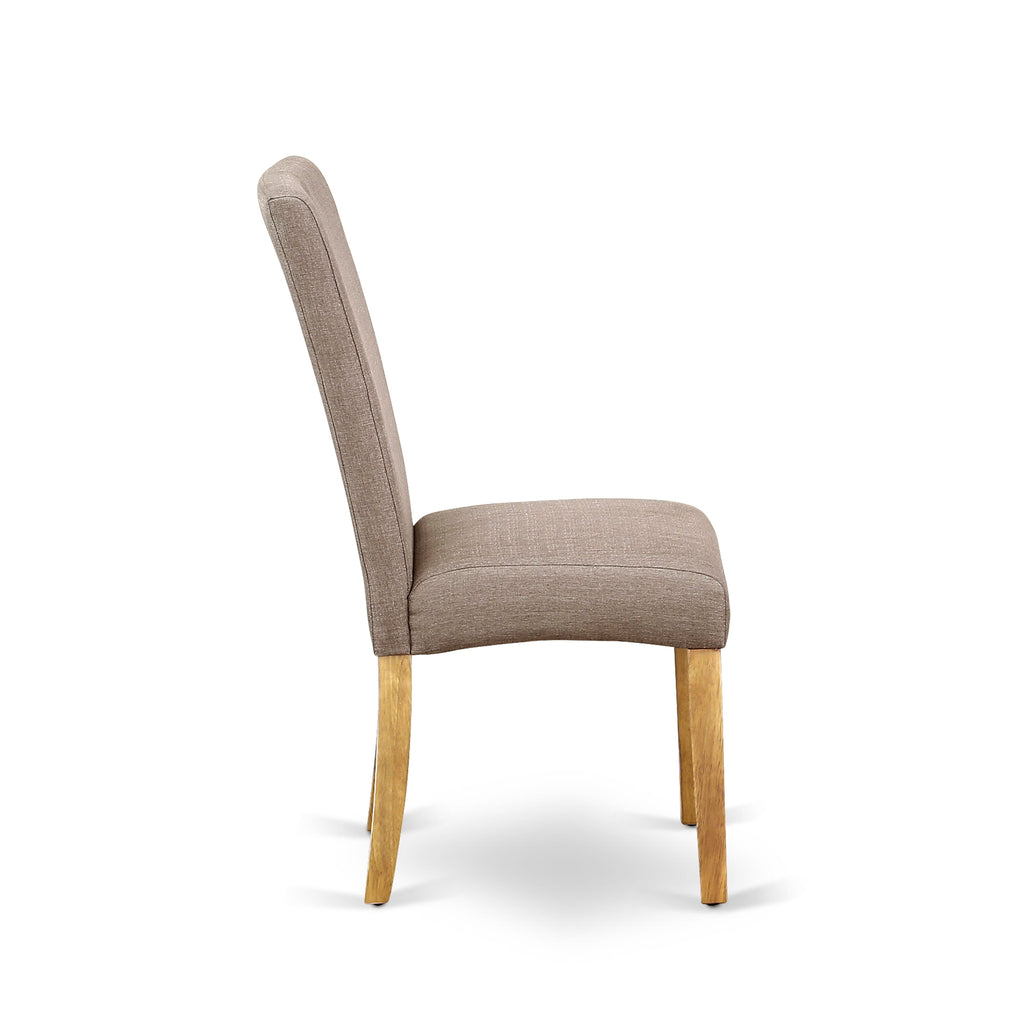 CADR5-B4C-DA 5 Piece Dining Ensemble Rectangle Table & 4 Dark Khaki Linen Chairs in Oak Finish