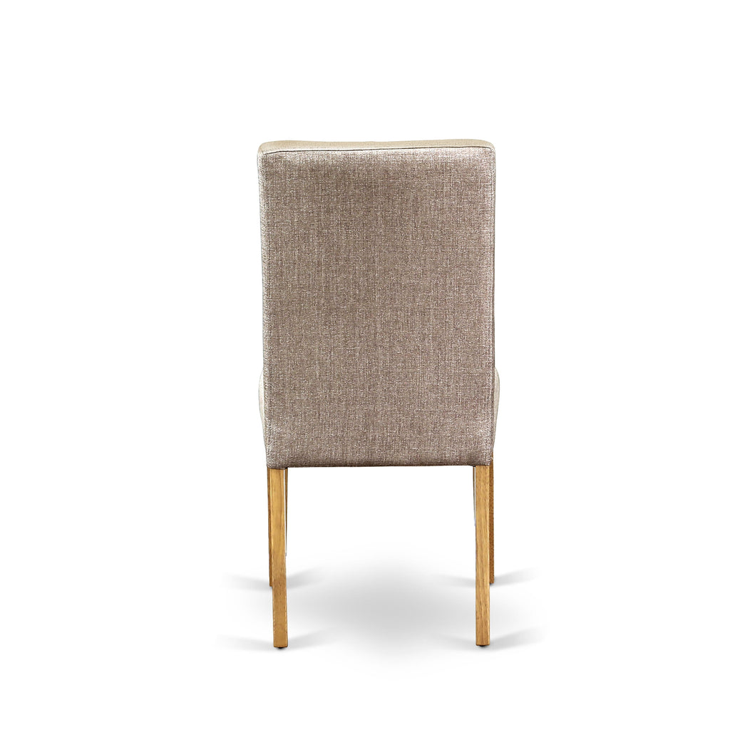 DRP4TUN Elegant Oak Dining Chairs with Dark Khaki Linen Upholstery, Set for Your Table Decor