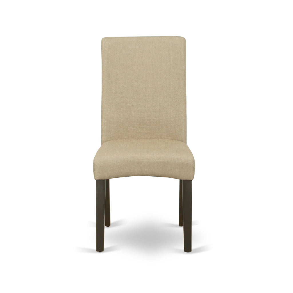 CADR5-3MB-R8 Modern Dining Ensemble Rectangle Table with 4 Linen Upholstered Parson Chairs, 36x60, in Espresso Finish