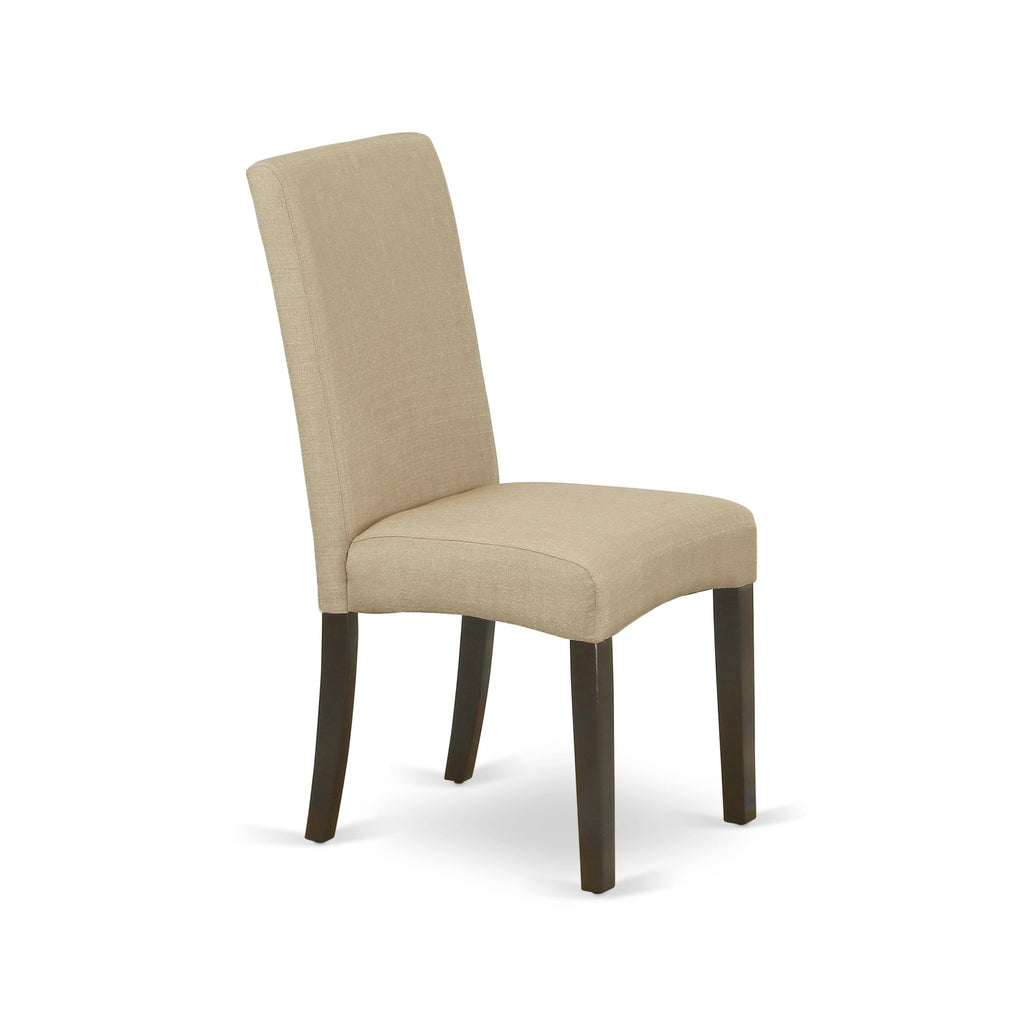 CADR5-3MB-R8 Modern Dining Ensemble Rectangle Table with 4 Linen Upholstered Parson Chairs, 36x60, in Espresso Finish