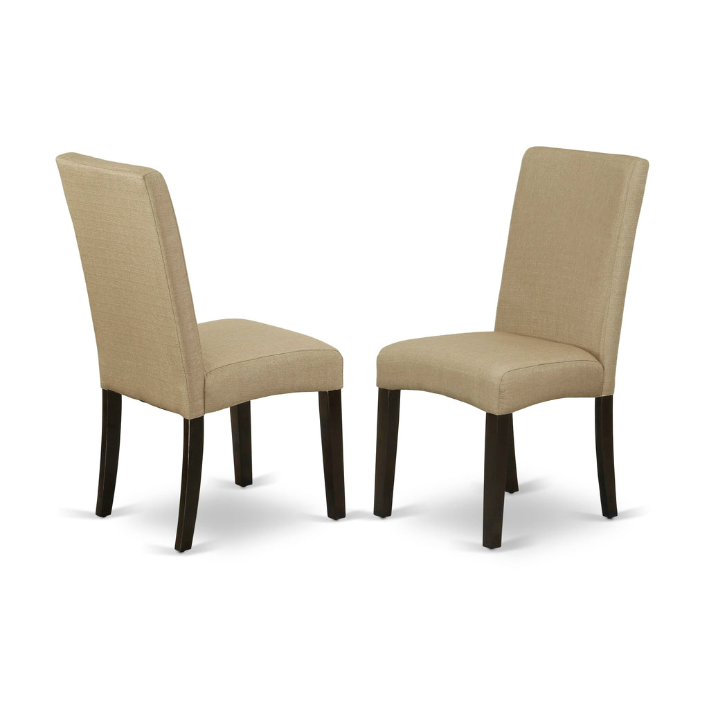 CADR5-3MB-R8 Modern Dining Ensemble Rectangle Table with 4 Linen Upholstered Parson Chairs, 36x60, in Espresso Finish