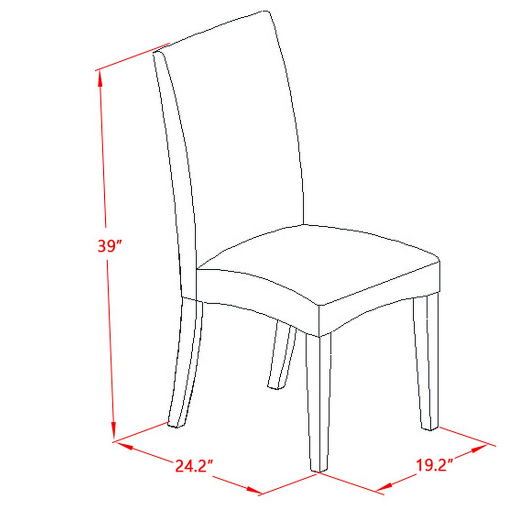 CADR5-3MB-R8 Modern Dining Ensemble Rectangle Table with 4 Linen Upholstered Parson Chairs, 36x60, in Espresso Finish