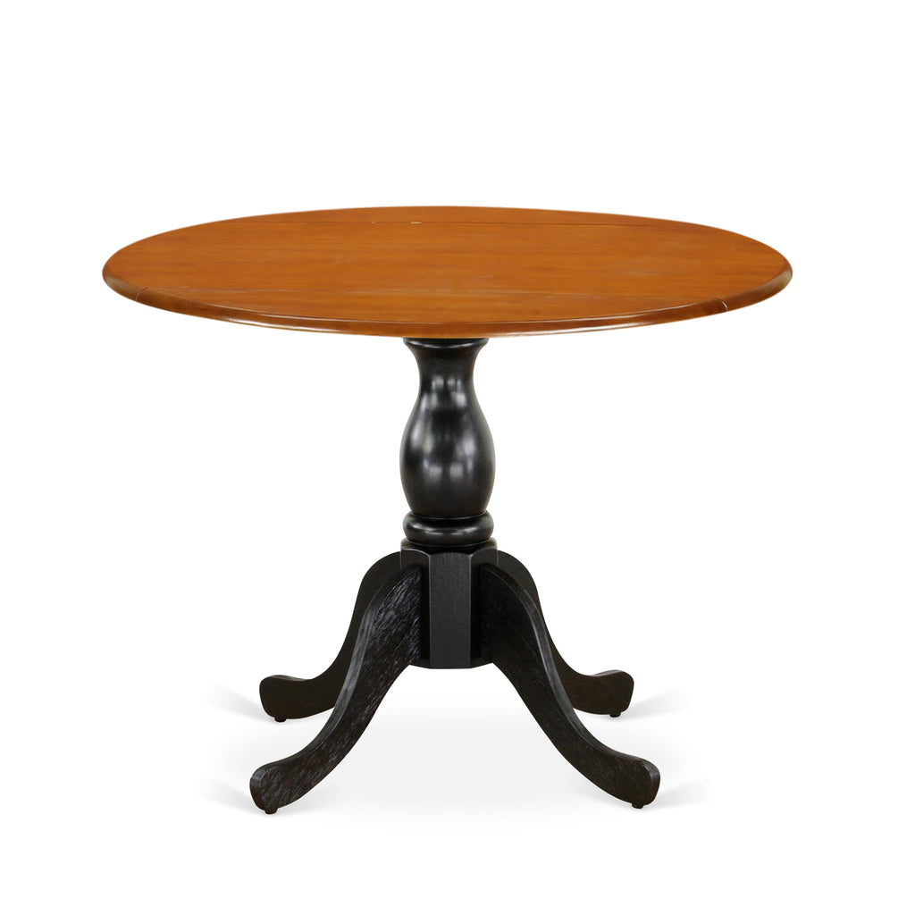 DST-BLY-AG Elegant 42 Round Dining Table with Pedestal Design and Foldable Section  for Space-saving, Black & Cherry