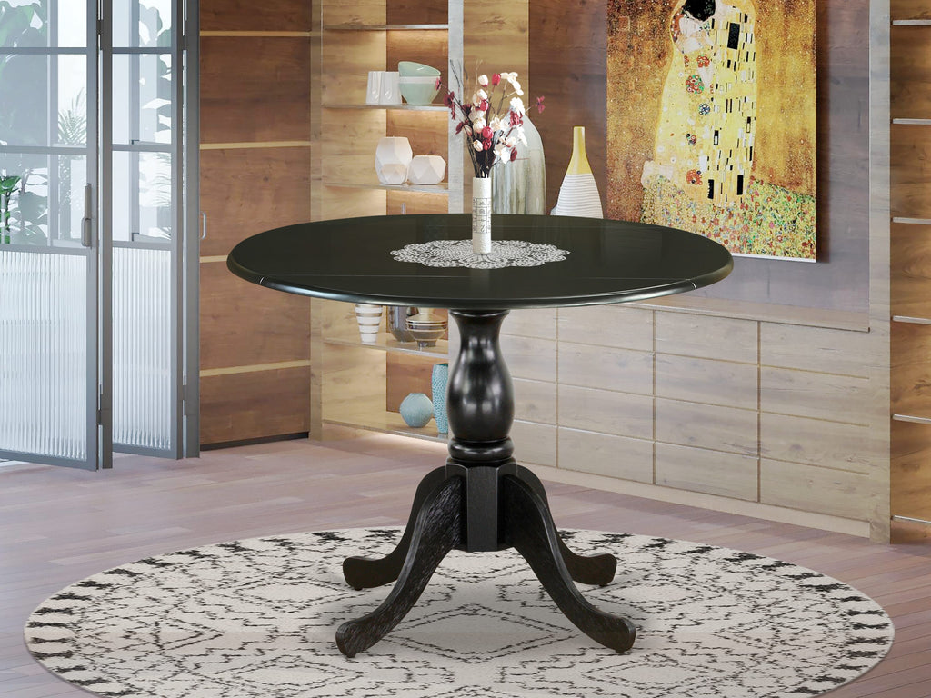DST-B01-HW 42 Round Dining Table with Dropleaf, Pedestal Base, Solid Wood, Multi-Color