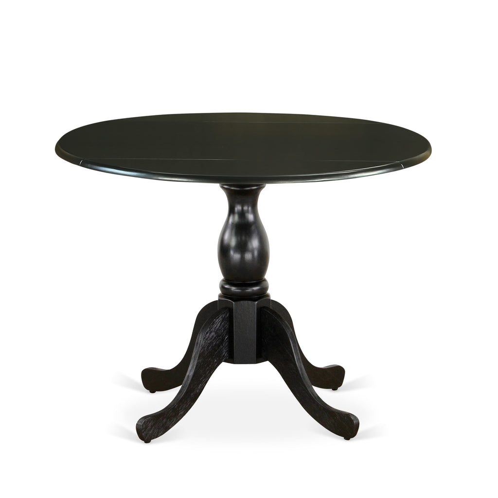 DST-B01-HW 42 Round Dining Table with Dropleaf, Pedestal Base, Solid Wood, Multi-Color