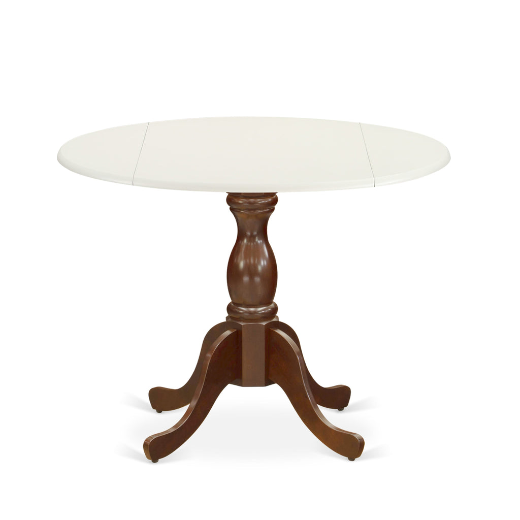 DST-L45-IY Round Dublin Dining Table with Dropleaf & Pedestal Base, 42 Multi-Color Surface