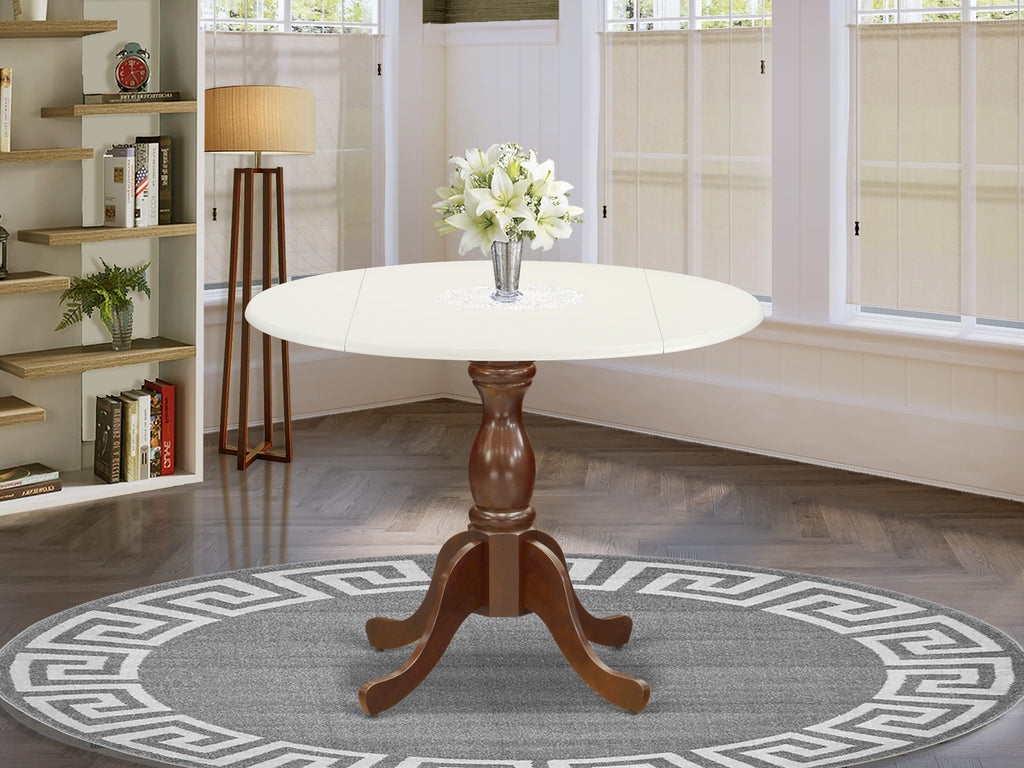 DST-L45-IY Round Dublin Dining Table with Dropleaf & Pedestal Base, 42 Multi-Color Surface