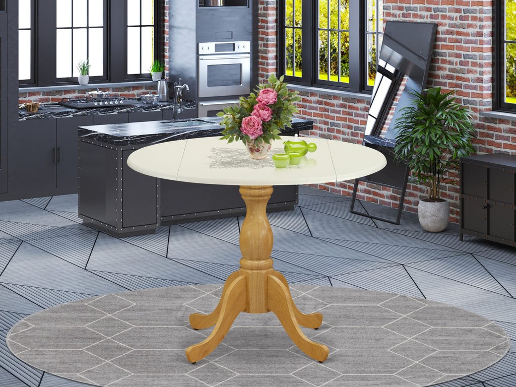 DST-L5Y-GA Round Dining Table with Pedestal Base and Dropleaf, 42x42 Inches, Multicolor