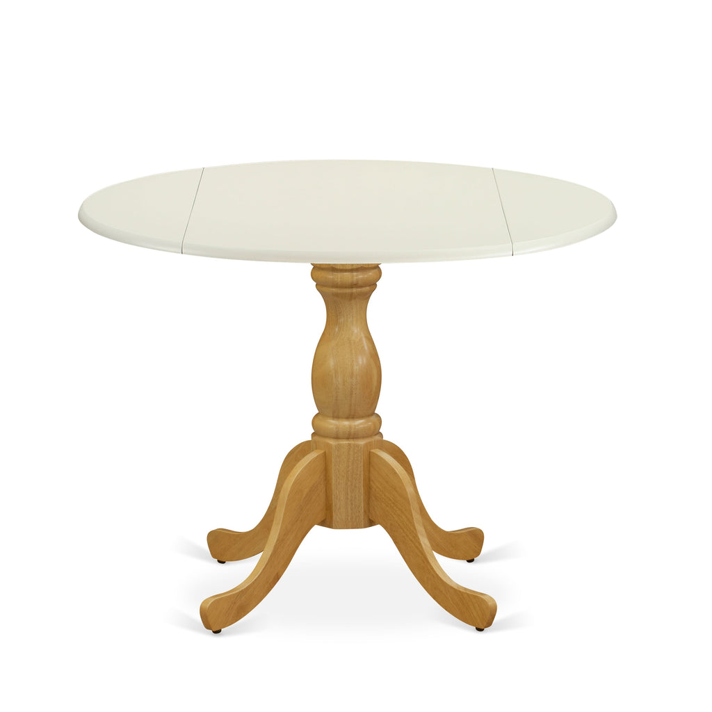 DST-L5Y-GA Round Dining Table with Pedestal Base and Dropleaf, 42x42 Inches, Multicolor