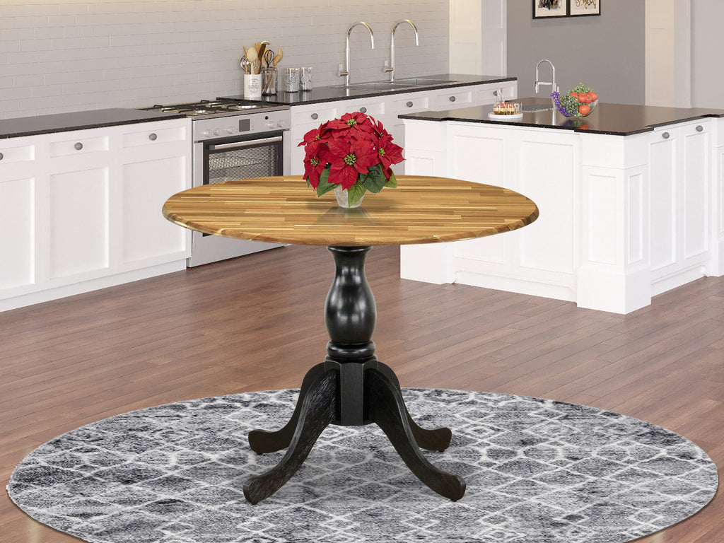 DST-NS3-02 Round Kitchen Table with Dropleaf 42 Inch Pedestal Design Multi-Colored Finish
