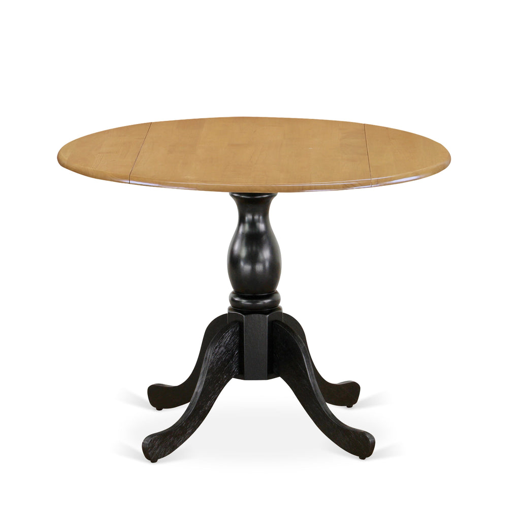 DST-OK1-PU Stylish Round Dining Table with Elegant Pedestal Base and Dropleaf, 42x42 Inch, Multi-Color