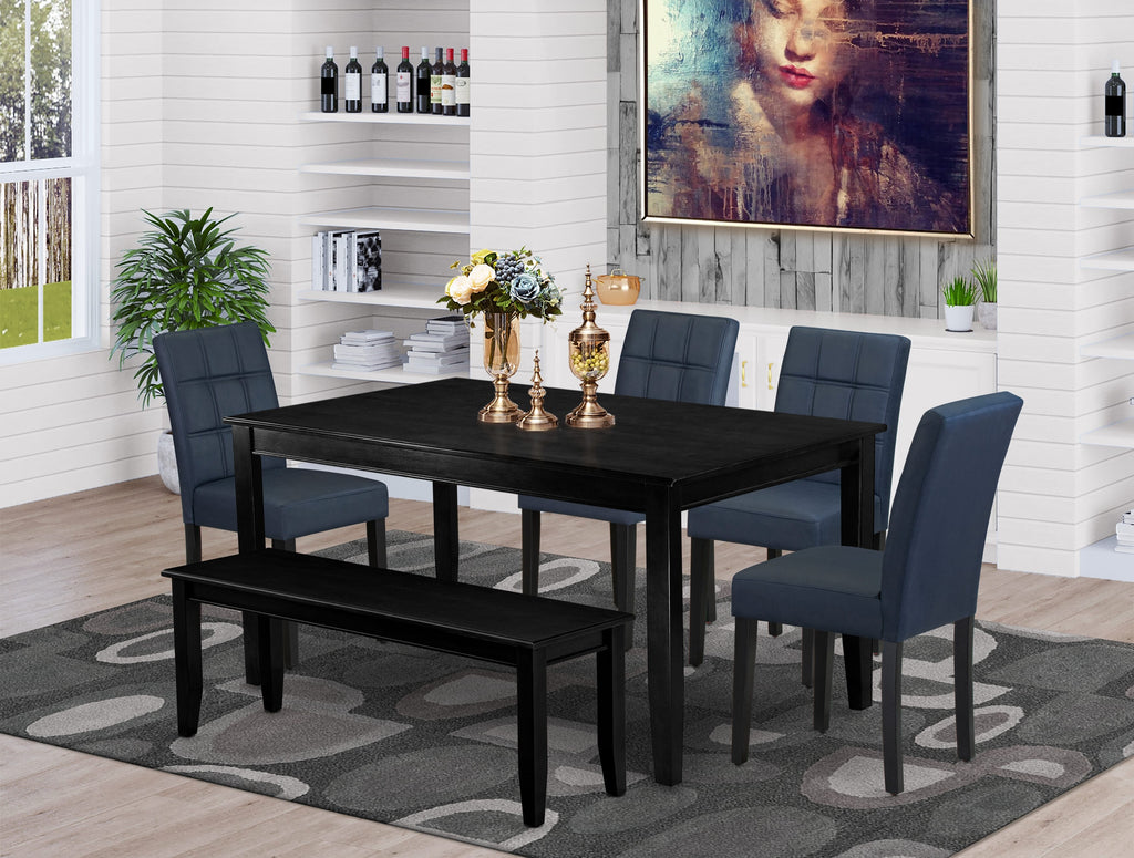 DUAS6-14O-C2 Stylish 6-Piece Dining Set with Table, Bench & 4 Sleek Navy Chairs