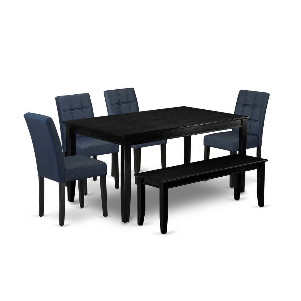 DUAS6-14O-C2 Stylish 6-Piece Dining Set with Table, Bench & 4 Sleek Navy Chairs