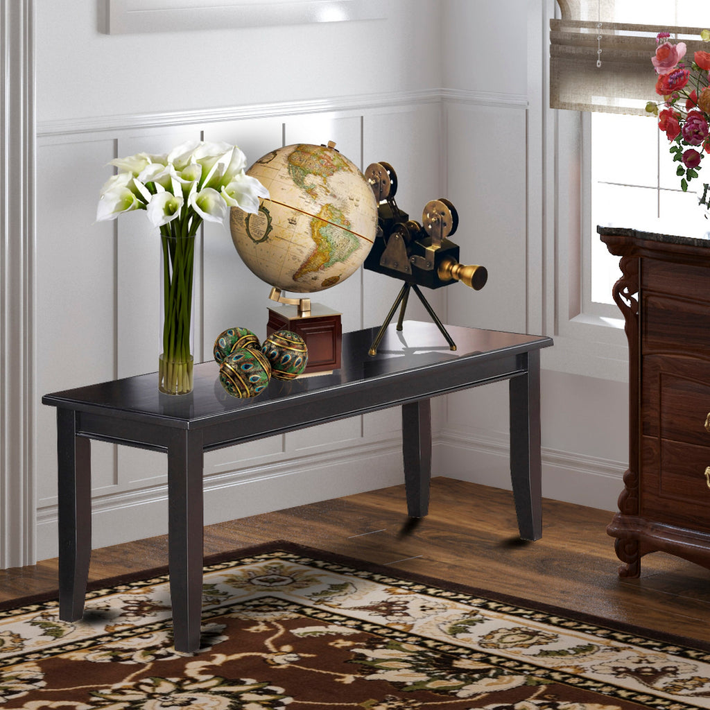 DUB-BTG-3 Chic Dudley Dining Seat with Wooden Finish, 51x15x17, Classic Black Gloss