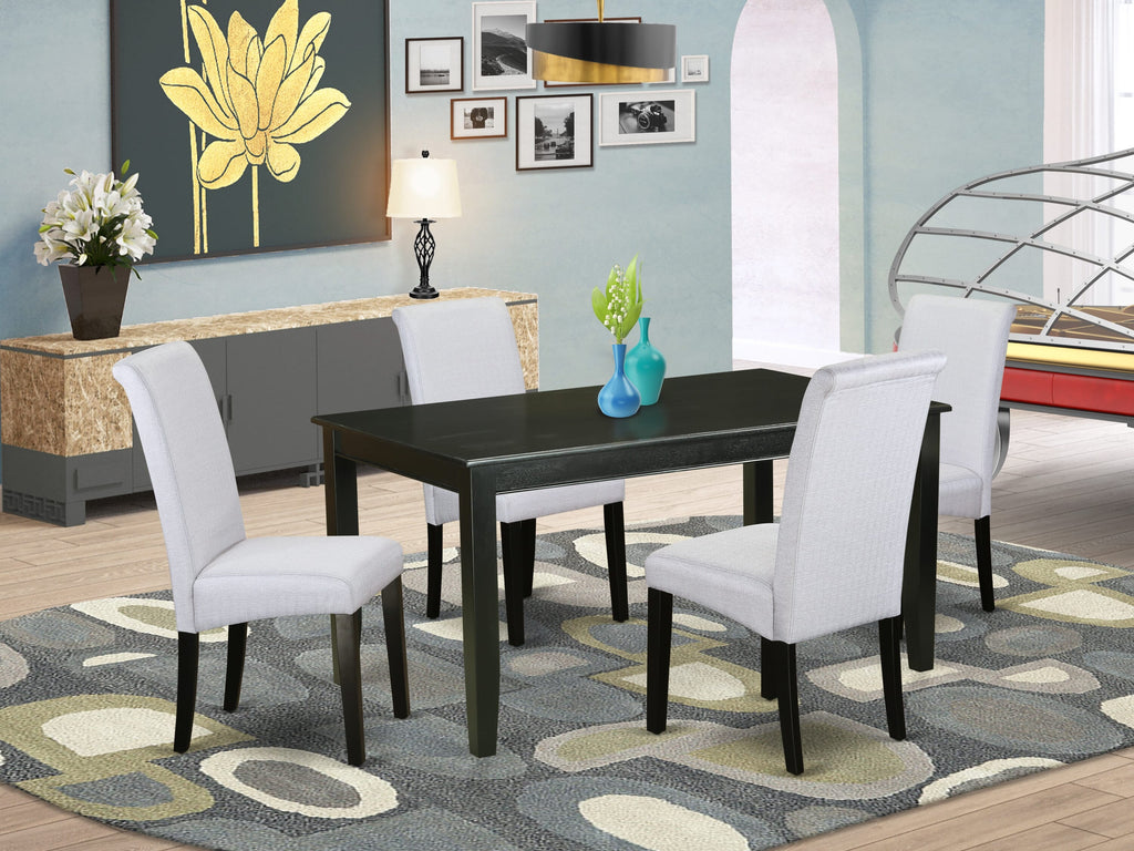 DUBA5-Q97-G0 Black 5-Piece Dining Ensemble with 36x60 Inch Table & 4 Grey Parsons Chairs