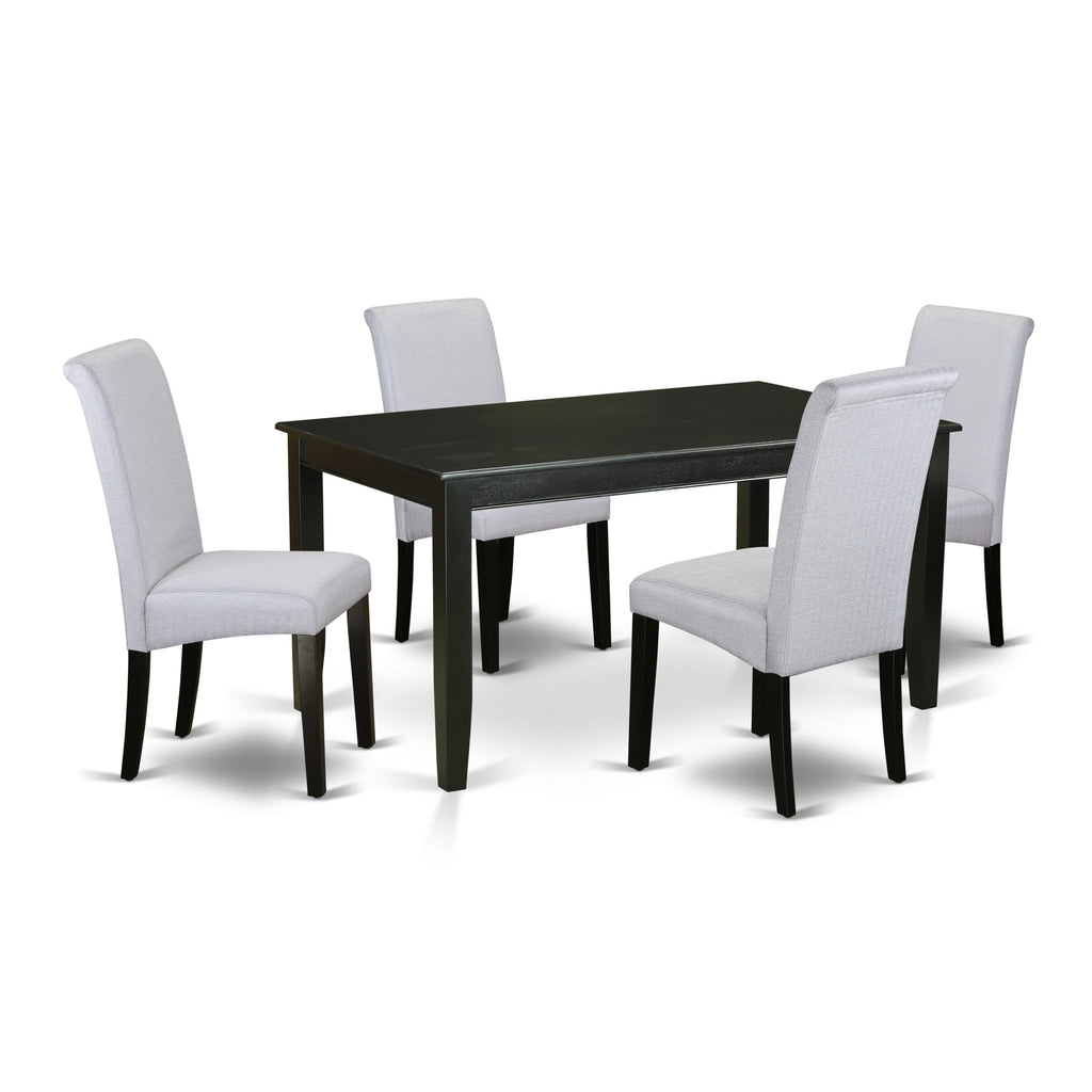 DUBA5-Q97-G0 Black 5-Piece Dining Ensemble with 36x60 Inch Table & 4 Grey Parsons Chairs