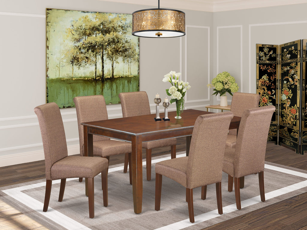 DUBA7-UZH-WT_Delightful Dining Ensemble 7-Piece Modern Table Set with 6 Linen Fabric Chairs