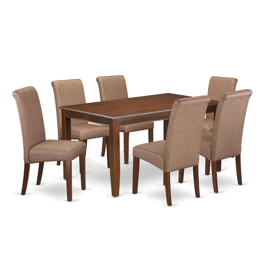 DUBA7-UZH-WT_Delightful Dining Ensemble 7-Piece Modern Table Set with 6 Linen Fabric Chairs