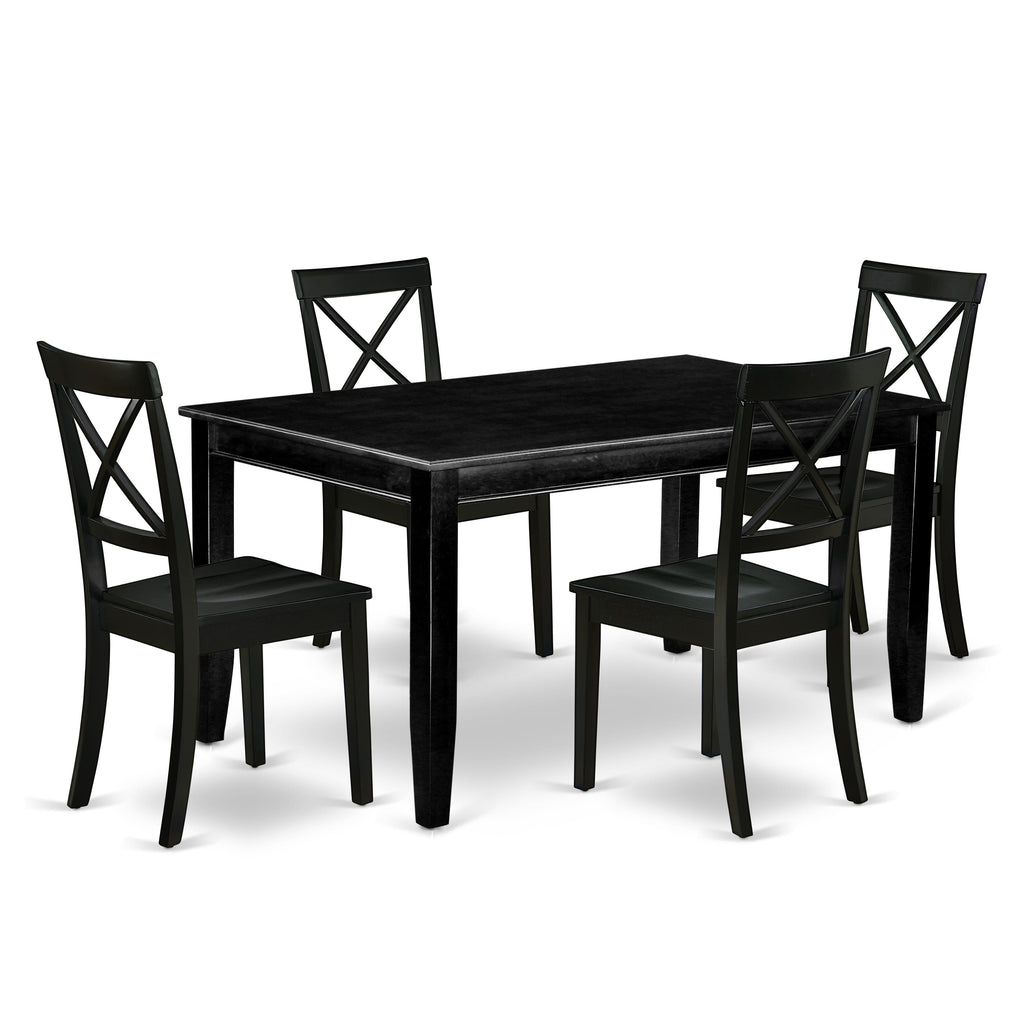 DUBO5-LTL-S Deluxe 5-Piece Dining Set with Rectangle Table & 4 Chairs, 36x60 Black Finish