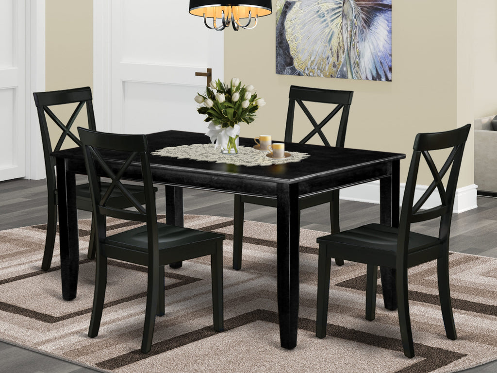 DUBO5-LTL-S Deluxe 5-Piece Dining Set with Rectangle Table & 4 Chairs, 36x60 Black Finish