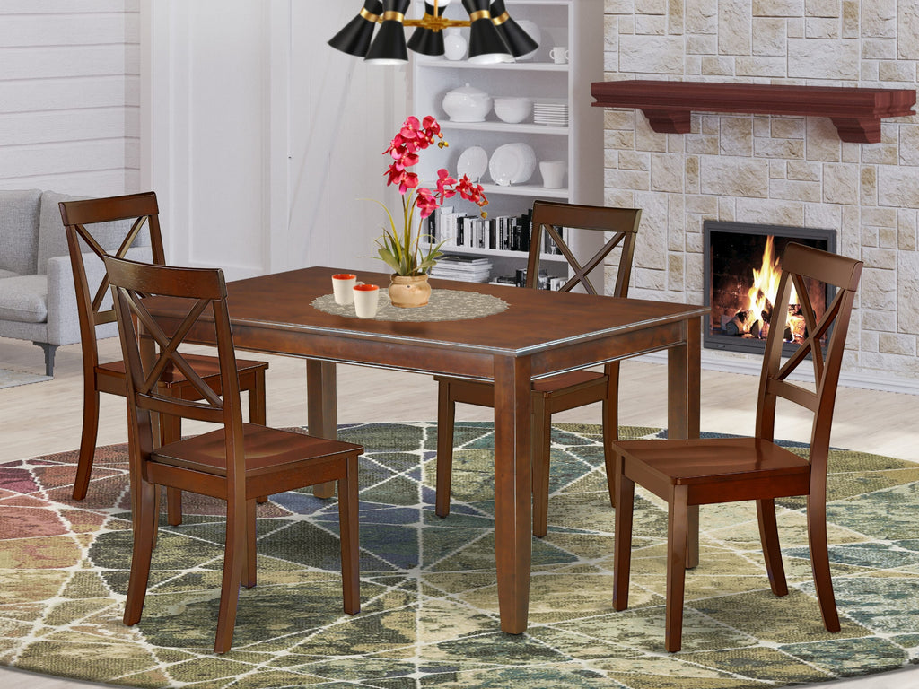 DUBO5-VPK-U Elegant 5 Piece Dining Set with Rectangle Table & 4 Chairs, Rich Mahogany Finish, 36x60