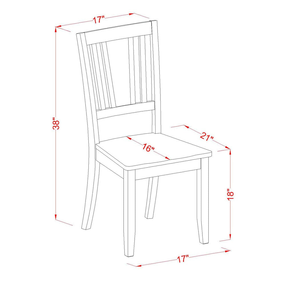 DUC-BY4-E Dudley Dining Chairs - Set of 2 - Slatted Backs and Wooden Seats in Ebony Finish