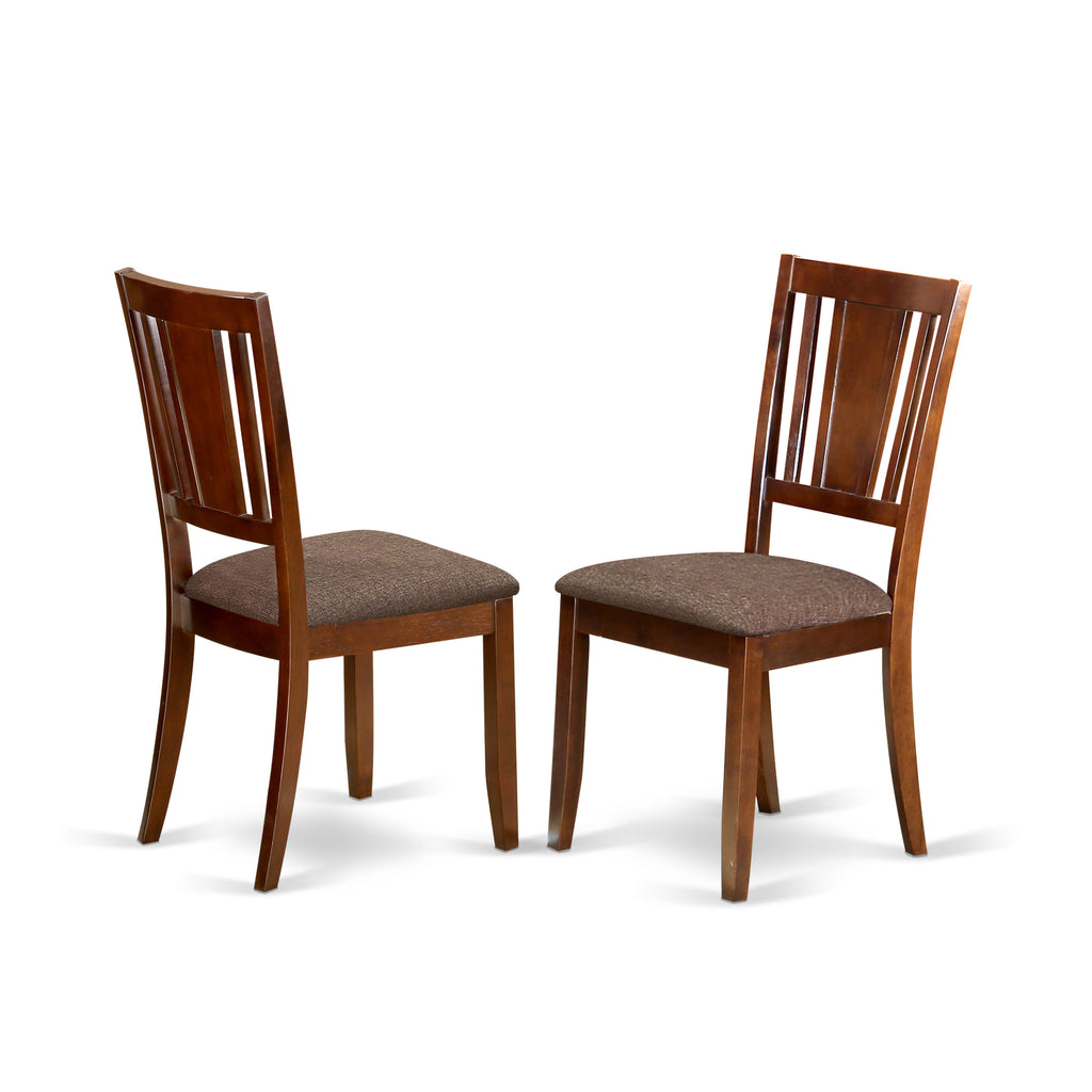 AMDU3-YV6-Y 3-Piece Dining Ensemble Round Pedestal Table & 2 Linen Cushioned Chairs, 36 Mahogany