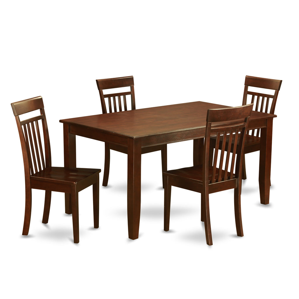 DUCA5-HTM5CP Dining Set Rectangular Table with Four Chairs in Mahogany Finish, 36 x 60 Inch