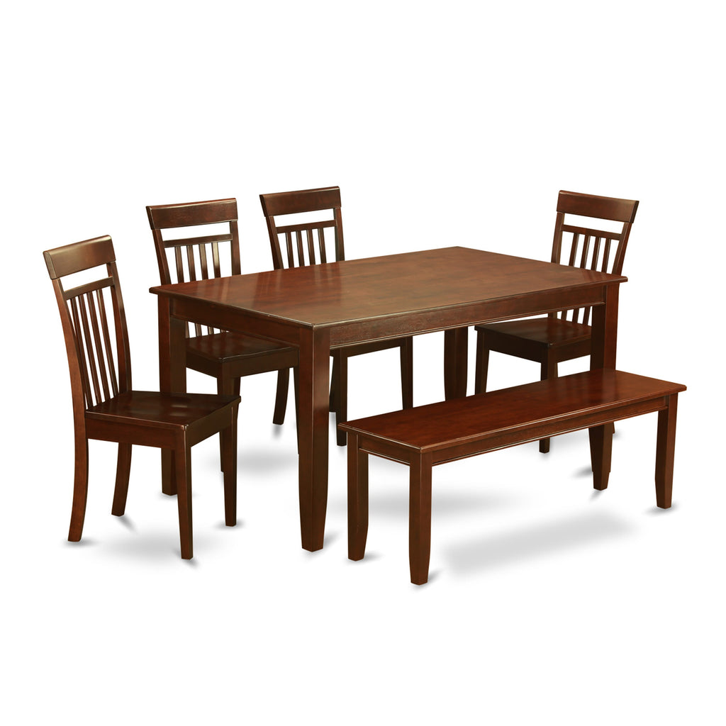 DUCA67-HNJ-N 6-Piece Dining Set Includes Rectangular Dinner Table, 4 Chairs & Bench, Majestic Mahogany Finish, 36x60
