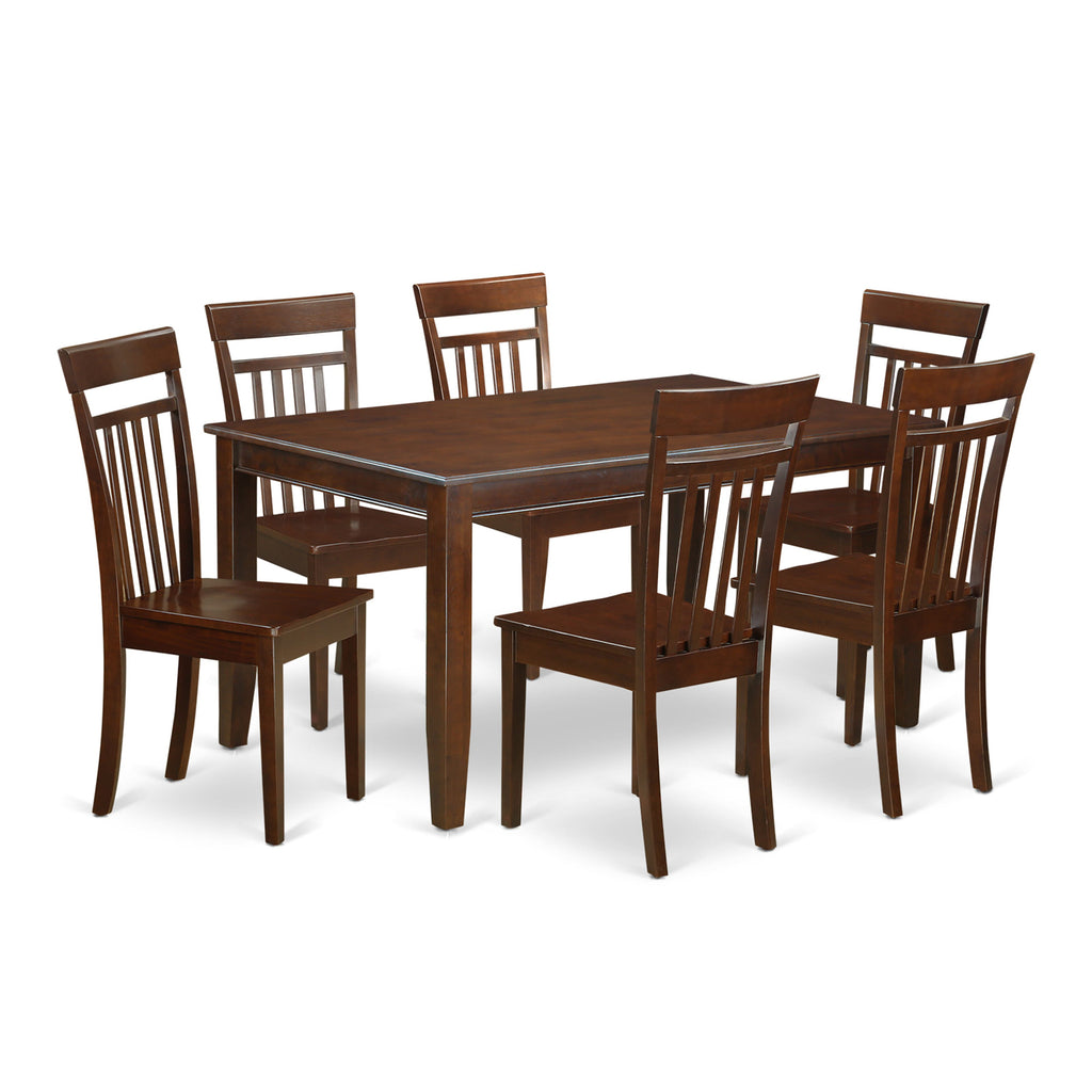 DUCA7-GTN-L Exquisite 7-Piece Dining Ensemble with Rectangular Table and 6 Chairs Set - Mahogany