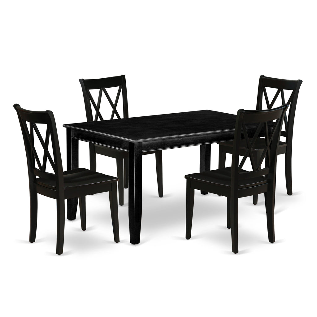 DUCL5-68C-P 5-Piece Dining Ensemble for Four with Rectangular Table and Four Chairs, 36x60, Ebony Finish