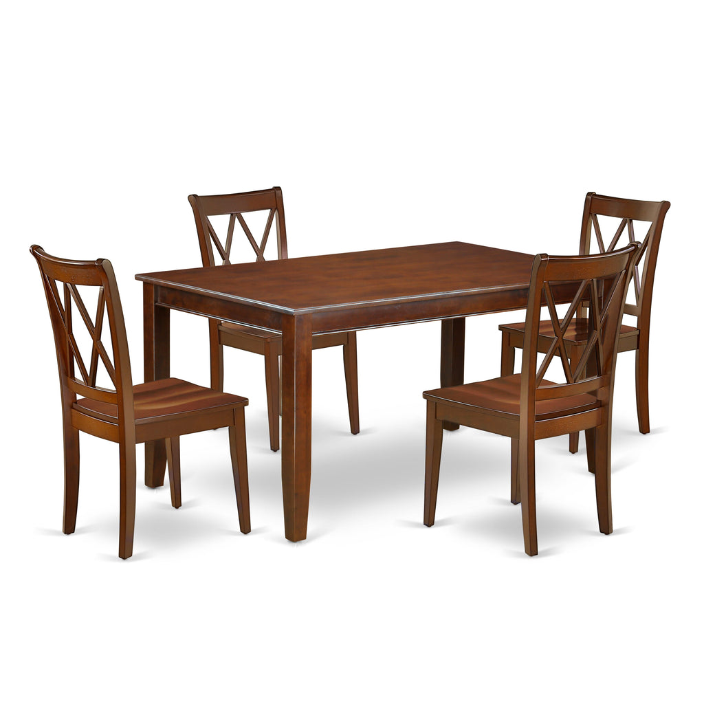 DUCL5-K3C-O 5 Piece Mahogany Dining Ensemble with Rectangle Table and 4 Chairs, 36x60