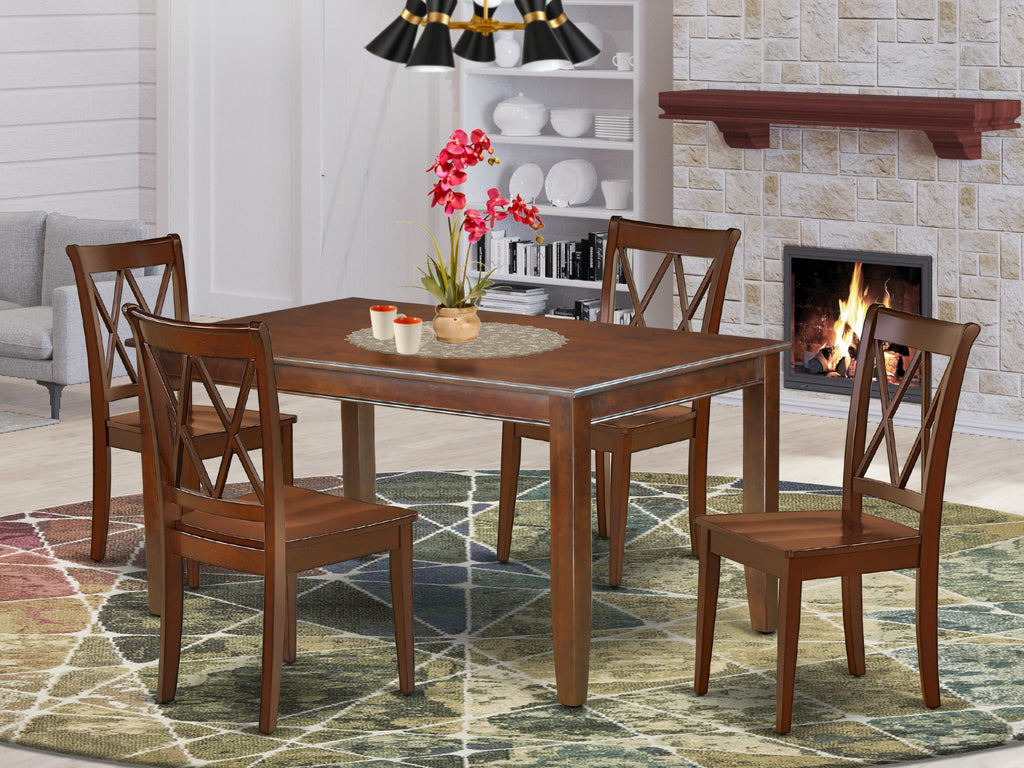 DUCL5-K3C-O 5 Piece Mahogany Dining Ensemble with Rectangle Table and 4 Chairs, 36x60